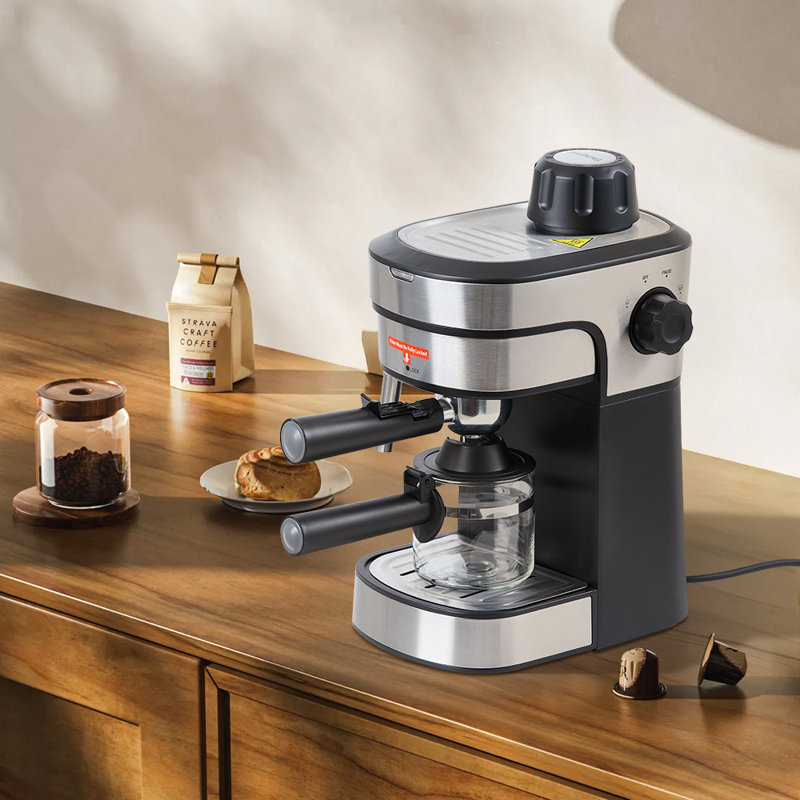 Compact 5 Bar Espresso Machine - Stainless Steel Coffee Maker