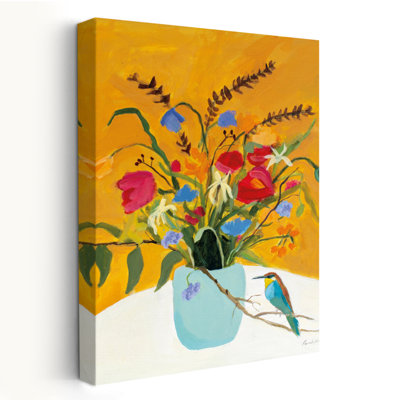 Automne floral avec oiseau - animaux en fleurs