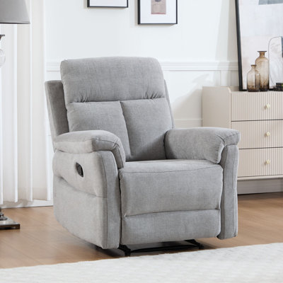 34.3" Wide Plush Upholstered Manual Recliner With Ergonomic Armrests