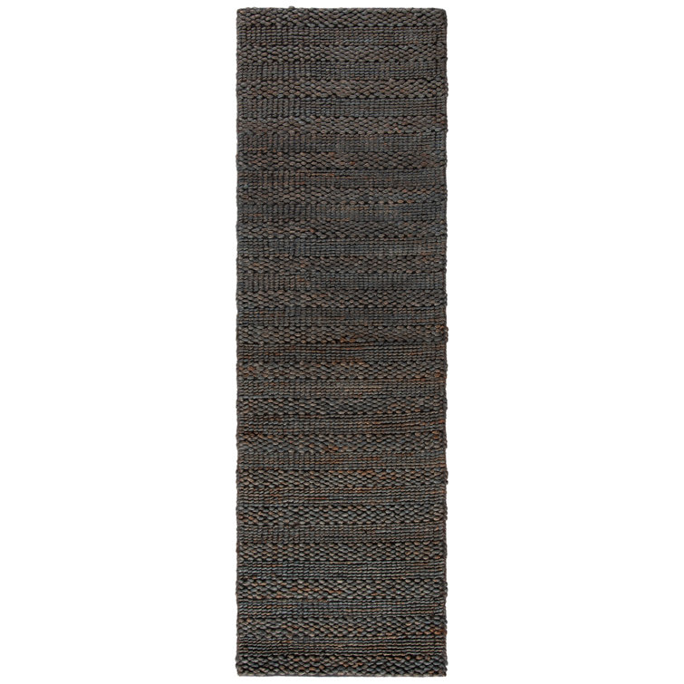Paucar Natural Fiber Hand Woven Jute/Cotton Solid Color Rug in Charcoal Gray