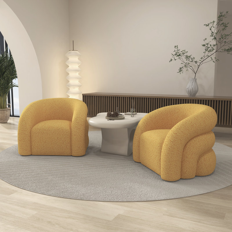 Upholstered Swivel Barrel Chair, Yellow