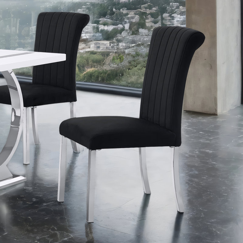 Chaises d'appoint rembourrées Stellas, Noir, Argent argent