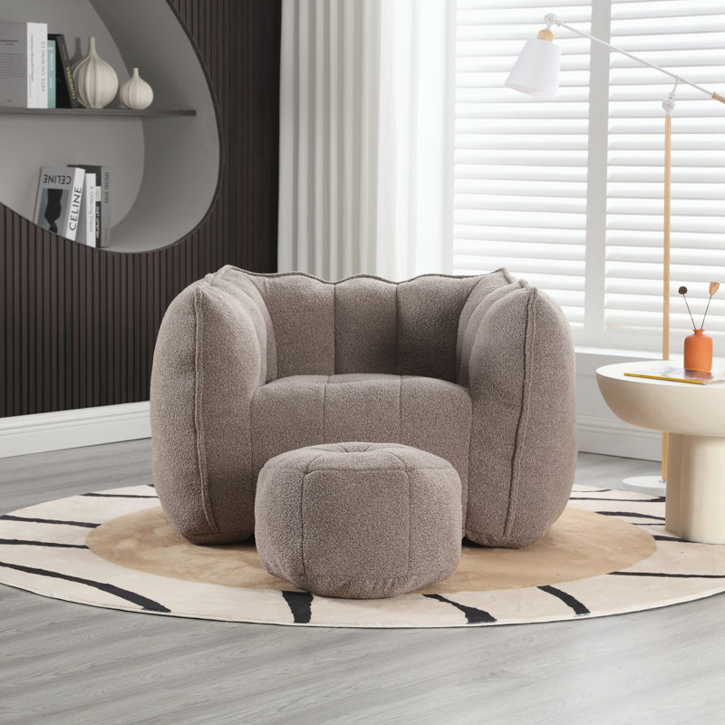 Canapé-lit carré confortable avec repose-pieds, Café