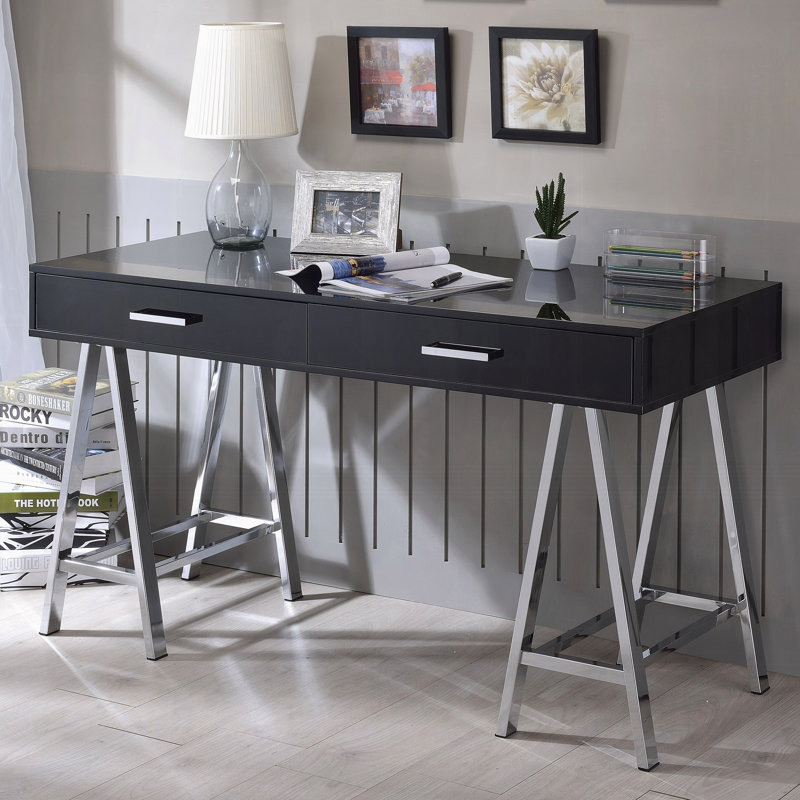Bureau à 2 tiroirs ultrabrillant