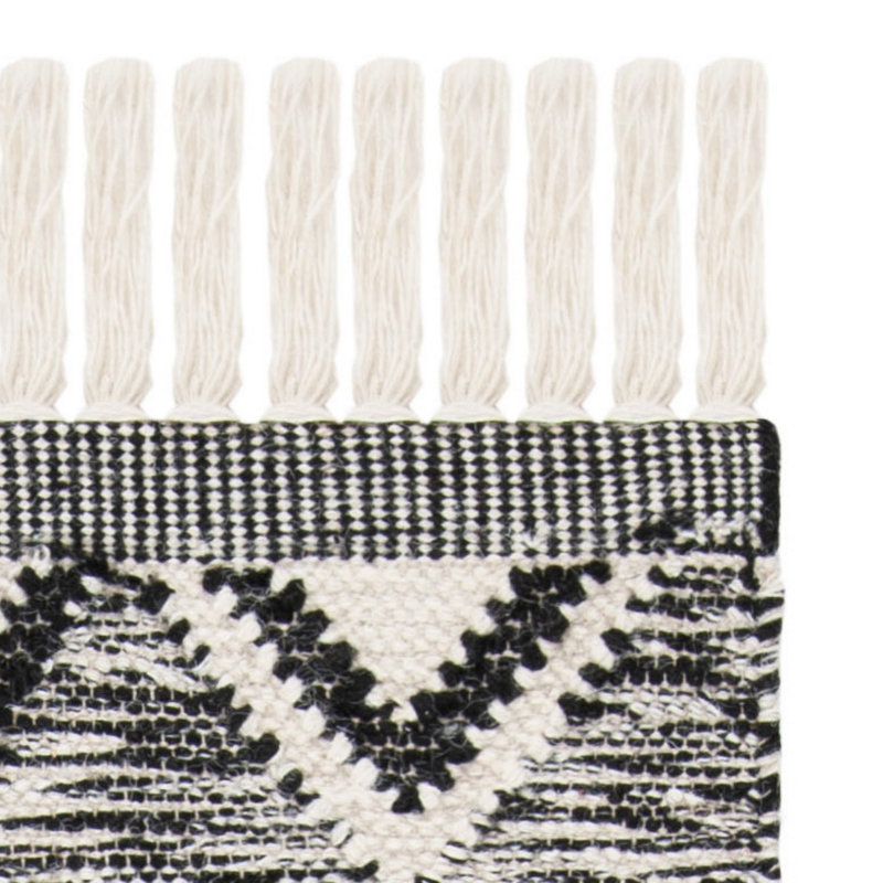 Alimatou Hand Knotted Wool/Cotton Southwestern Rug in Black/Ivory, Rectangle 10' x 14'