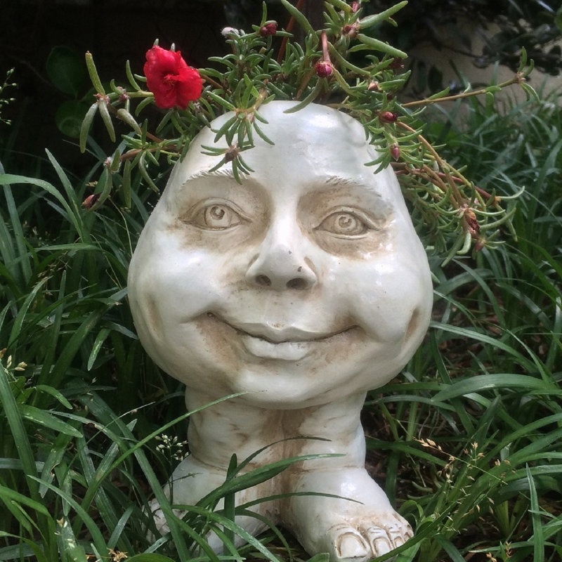 Ensemble de pots à fleurs 2 pièces Muggly's Daisy & Crying Brother, Blanc antique