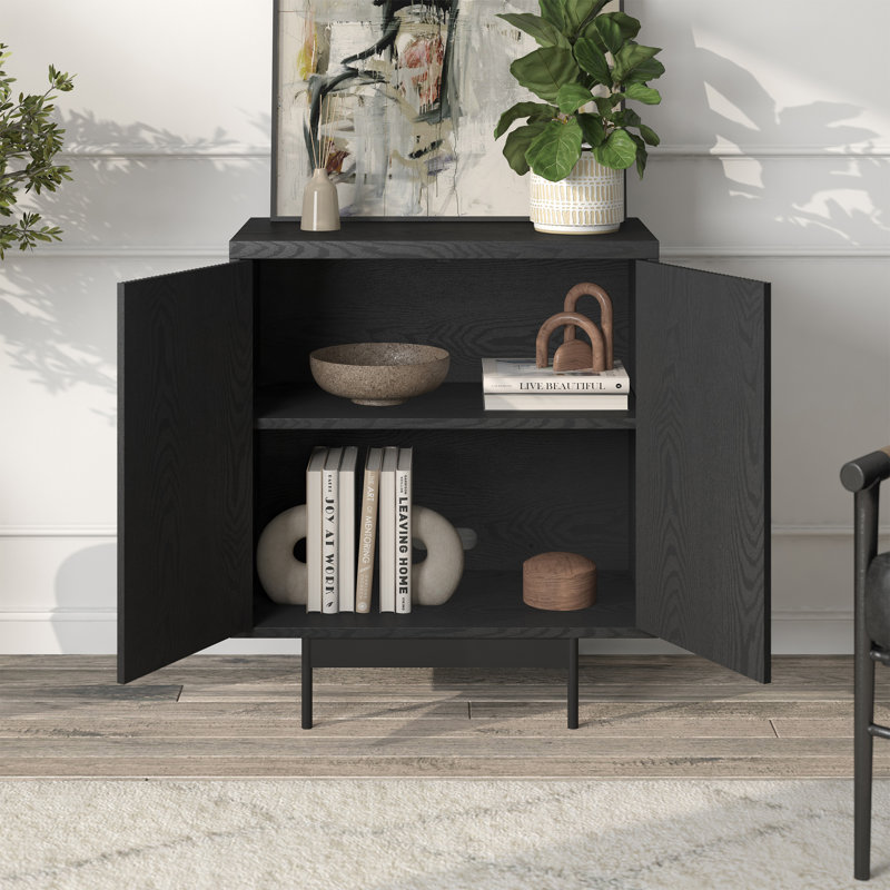 Armoire d'appoint cannelée rectangulaire 28 po Whitman, Grain noir