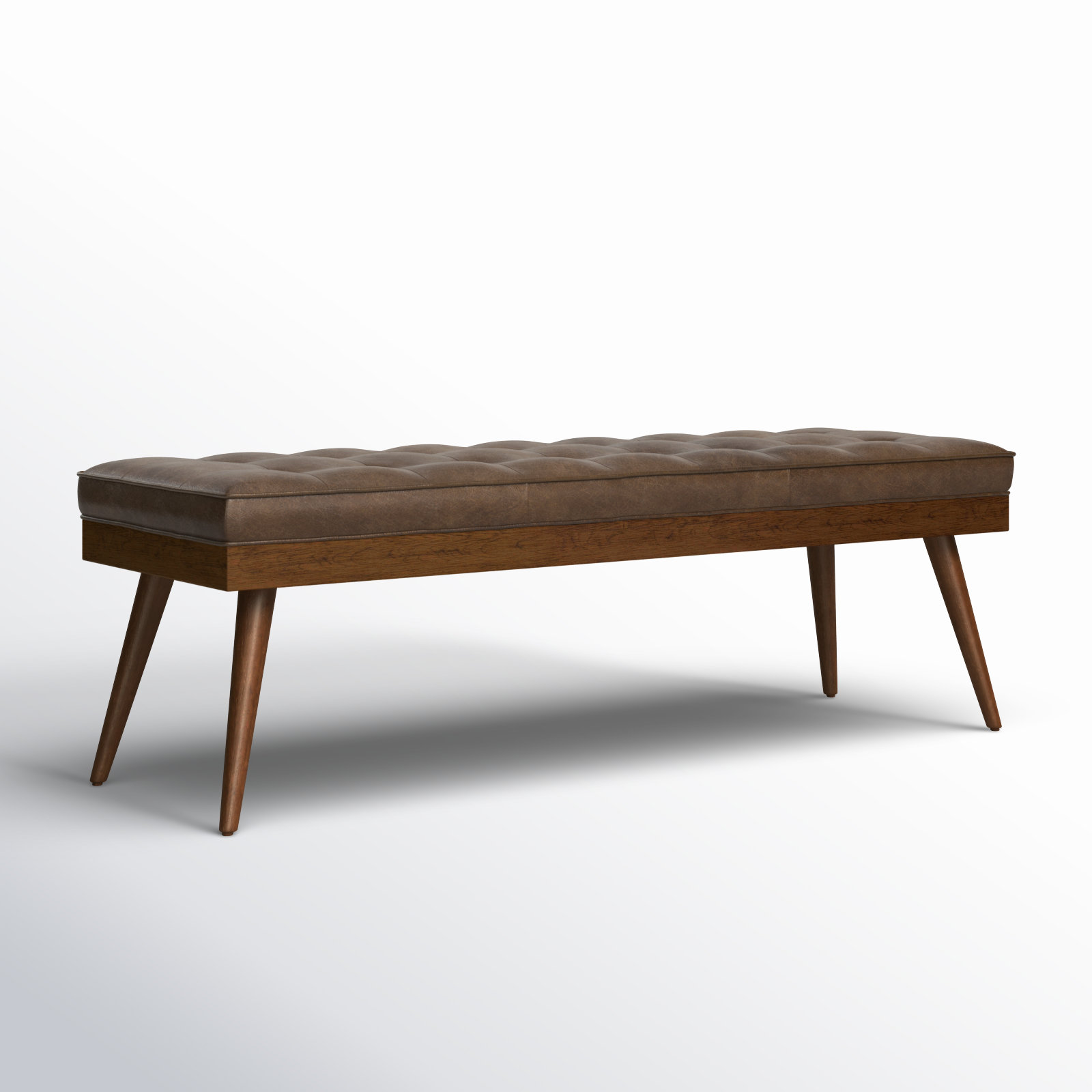 Luca 55" Genuine Leather Entryway Bench, Cocoa Brown