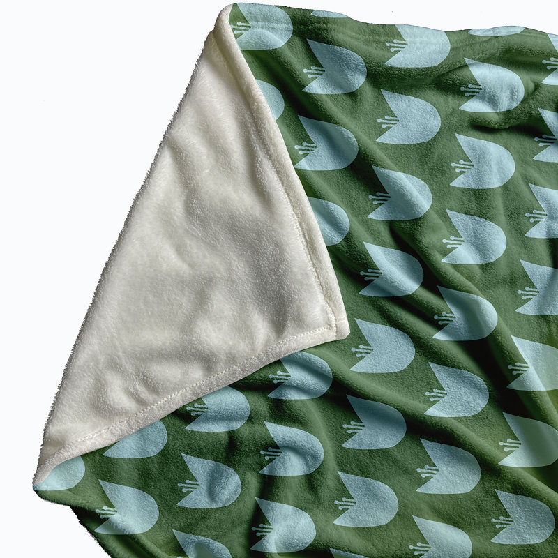 Tulips Throw Blanket, 60" L x 50" W, Succulent (Green/Light Blue)