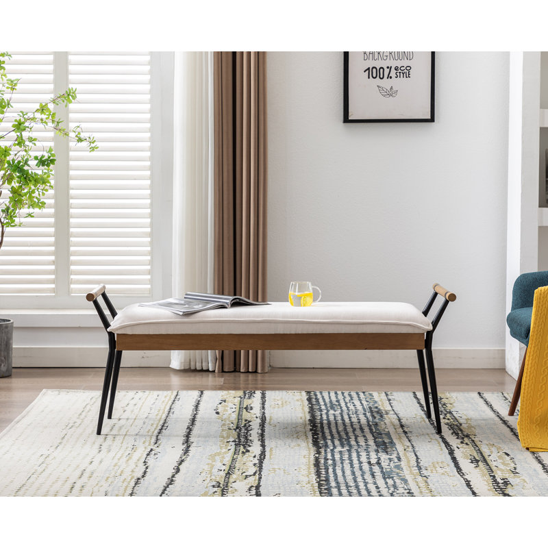 Banc de rangement industriel avec accoudoirs Ameera, Beige