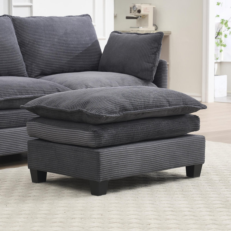 Repose-pieds moderne rembourré avec coussins multicouches, Gris foncé