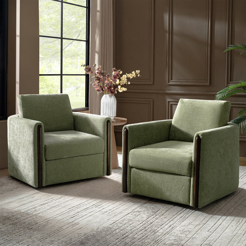 Upholstered Swivel Armchair, Moss