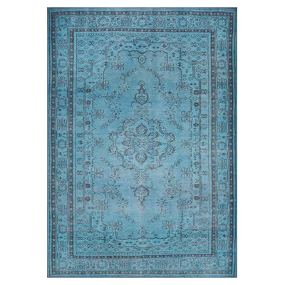 Tapis décoratif bleu à motif tissé rétro