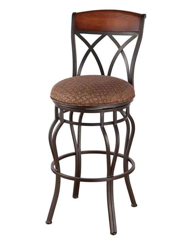 Swivel Upholstered Counter Stool with Metal Frame, Flintrock Gray, Ford Red, Bar Stool (30" Seat Height)