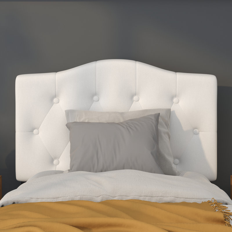 Tête de lit tapissier arquée capitonnée à boutons Ciriaca, Simple, Blanc