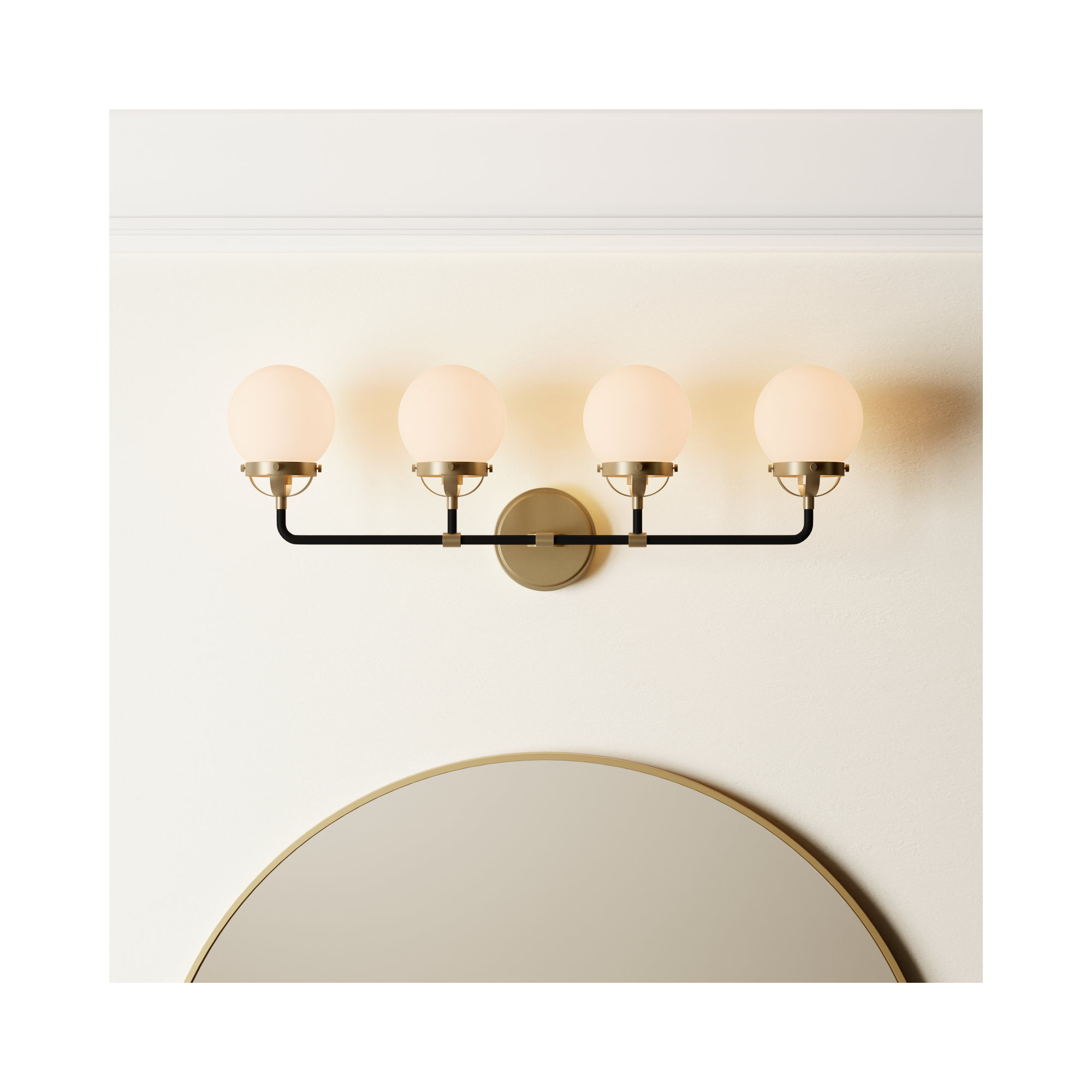 Newport 4-Light Steel Vanity Light , No , Satin Brass