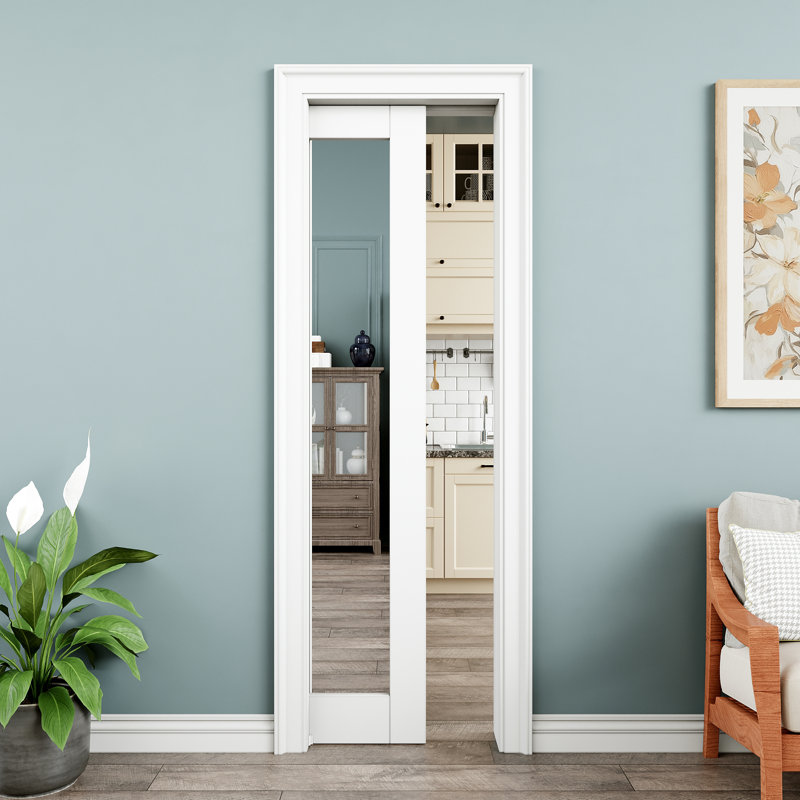 Porte coulissante intérieure avec portes coulissantes blanches avec quincaillerie et fermeture en douceur, 18 po x 80 po, 1
