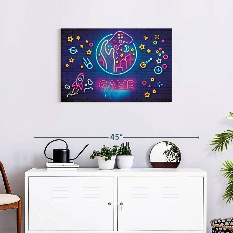 «Game Room», néons sur toile, H 20 po x l 30 po x P 1,25 po