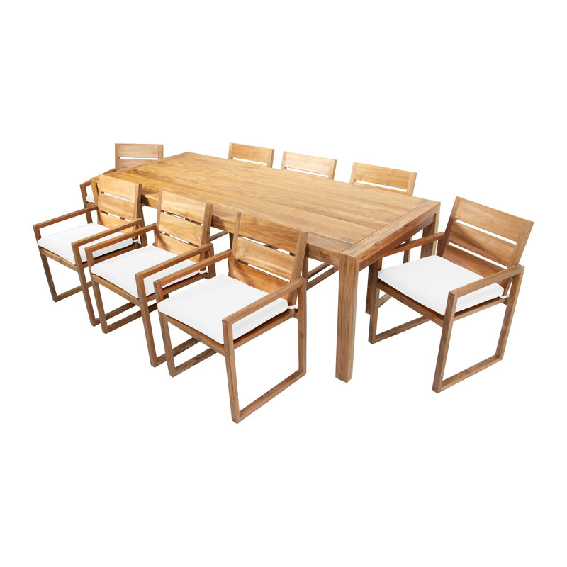 Uvita 8 - Person Solid Wood Solid Wood Top Four Leg Dining Set, Coal