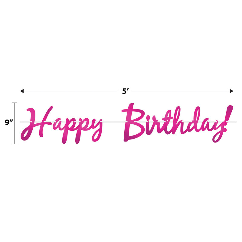 Banderole Foil Happy Birthday, Pink