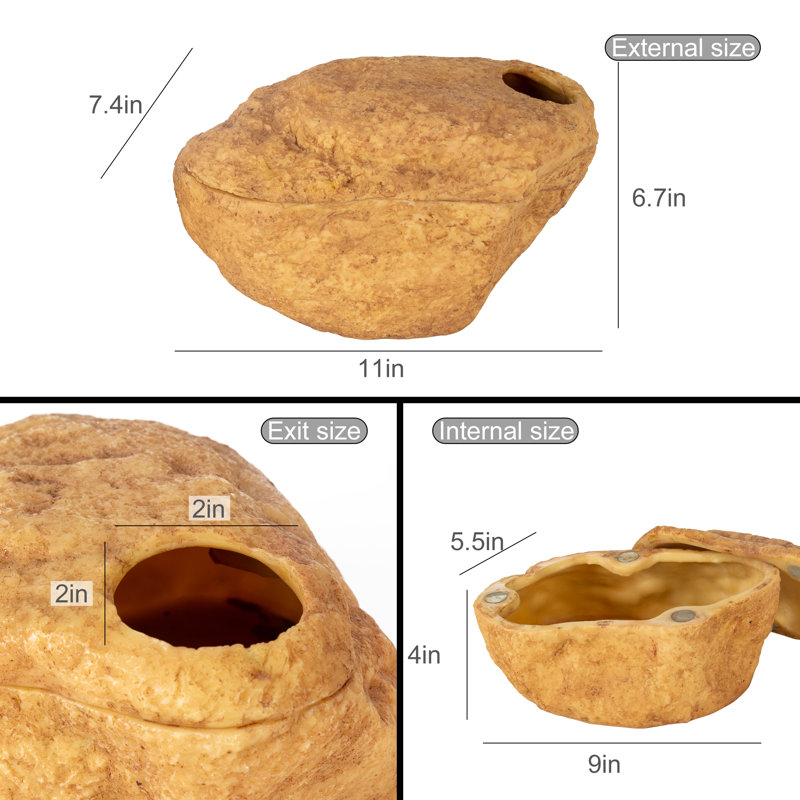 REPTIZOO 3 in 1 Magnetic Reptile Hide Cave
