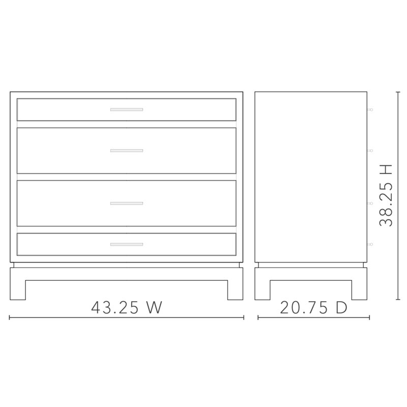 Florence Large 4-Drawer Glass Top