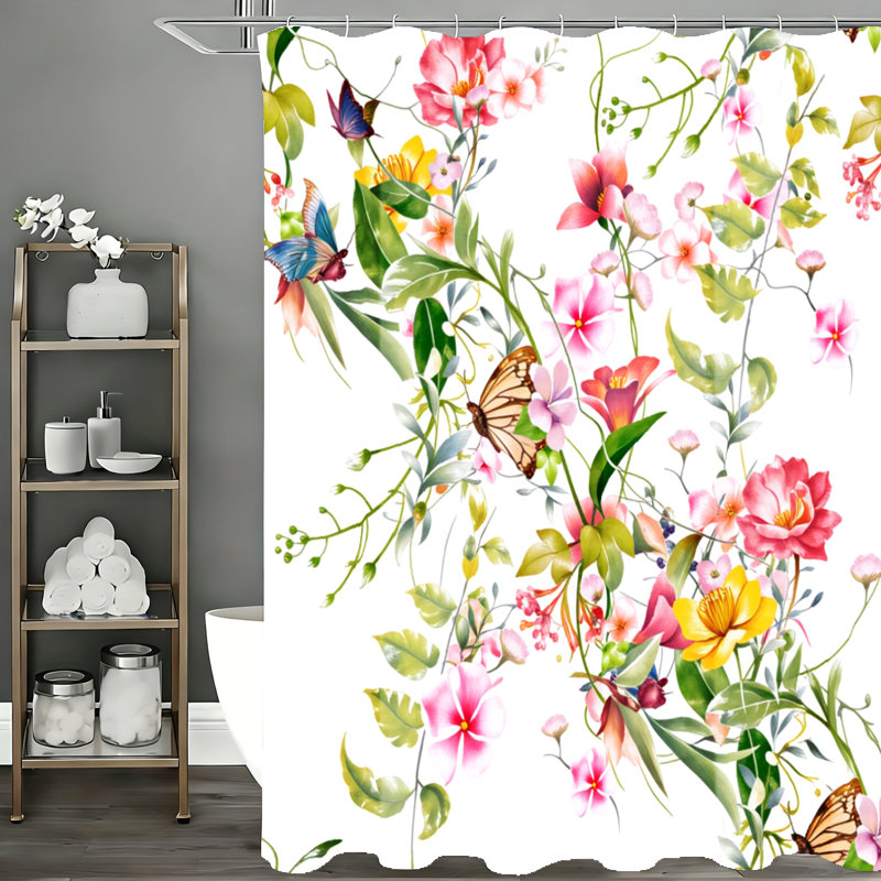 Floral Shower Curtains with Hooks Included