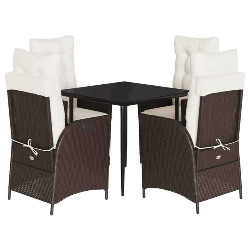 Ensemble de salle à manger Vidaxl, Brun foncé / pied pointu beige, H 29,1 po x l 31,5 po x L 31,5 po, 4