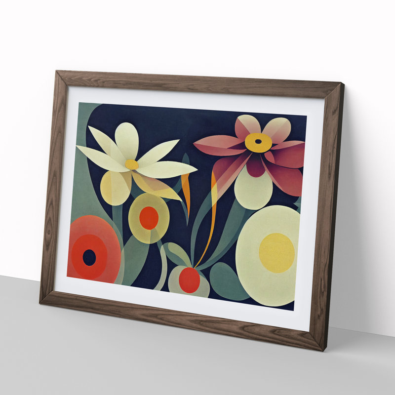 XH1022-8631X Superb Abstract Flowers 1 Piece Single Picture Frame Wall Art, 34cm H x 46cm W, Brown