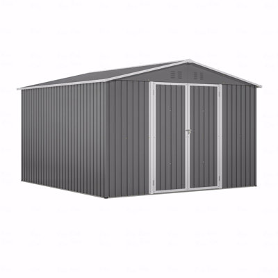 10 X 10 FT Outdoor Storage Shed, Large Metal Tool Sheds With Updated Frame Structure And Lockable Doors, Garden Shed