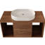 Meuble-lavabo avec lavabo ovale en céramique, 39,4 po, bois massif multi-couches, tiroirs à fermeture en douceur, tablette ouverte, pour solution de rangement de salle de bain rustique