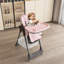 Chaise haute réglable rose pour 6 mois à années, avec structure en acier renforcé, base en pointe, plateau double couche amovible, 5 réglages de hauteur et salle à manger ergonomique de voyage à domicile-1061027274