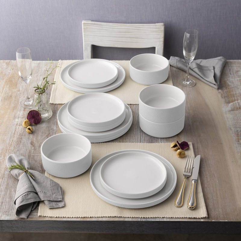 Noritake Colortex Stone 12-Piece Dinnerware Set, Service for 4, White