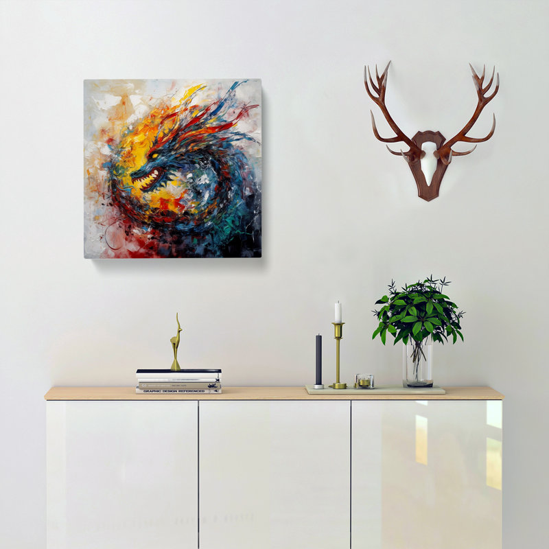 Dragon Abstract Expressionism No.1 - Wrapped Canvas