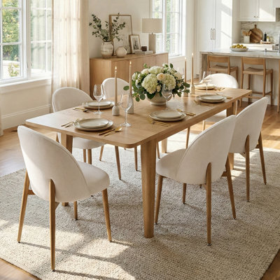 7-Piece 63"-95" Extendable Dining Table Set With Upholstered Chairs, Modern Rectangular Kitchen & Dining Room Set