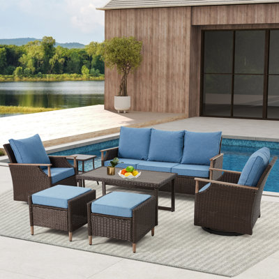 7-Piece Patio Furniture Set with Swivel Chair