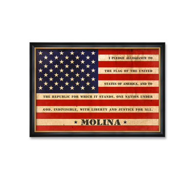 " Personalized American Flag With Family Names And Oath "