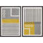 «Mid-Century Boho Style Grey Polygon», 2 pièces-98554198-98554200