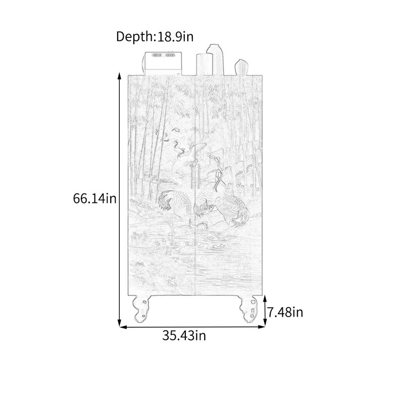 Armoire spacieuse à deux portes en bois de frêne