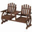 Rustic Wagon Wheel Garden Bench with Storage Table-808867179
