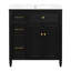 Meuble-lavabo autoportant de 76 cm (30 po) avec lavabo en céramique, porte à fermeture amortie, tiroir basculant, noir-850268759-850268746