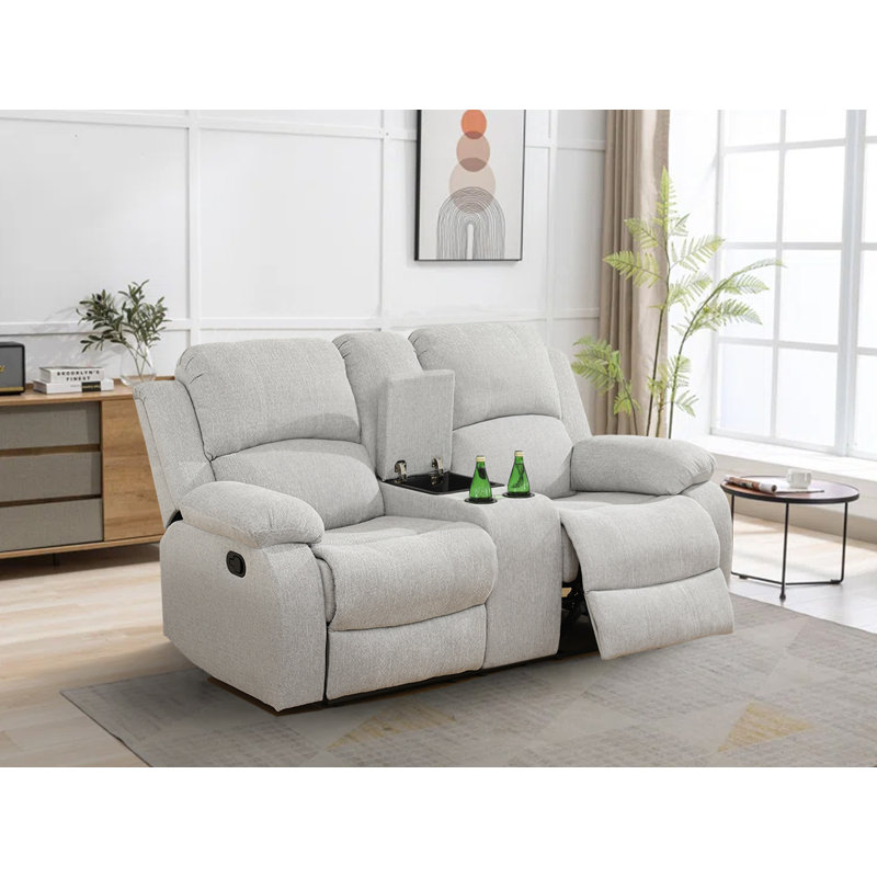 Larain Recliner, White Cotton Blend