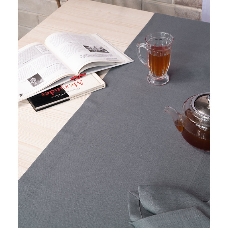 Chemin de table en faux lin, 90 po x 14 po, Gris anthracite