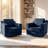 32.7" Wide Upholstered Swivel Accent Armchair With Sloped Arms-153768310