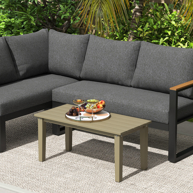 36" Brown HDPE Rectangular Outdoor Coffee Table