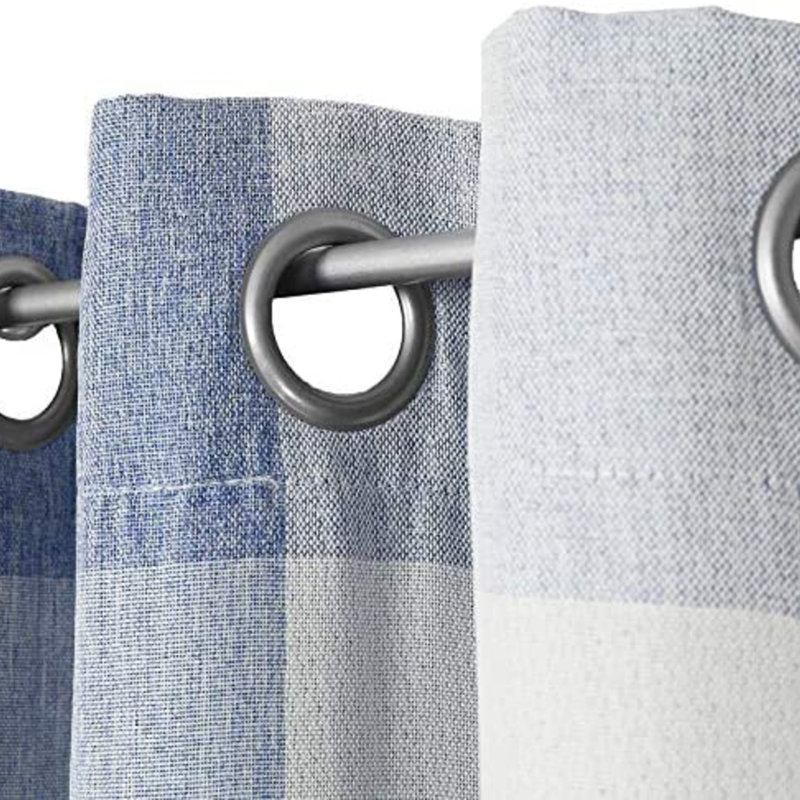 Behanan Buffalo Plaid Gingham Check Farmhouse Curtains – Set of 2 Blackout Grommet Panels for Room Darkening, Blue