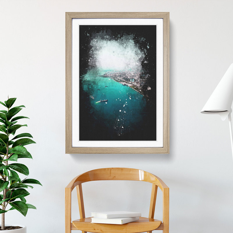 Birds Eye View of Turkey - Picture Frame Graphic Art Print, 33cm H x 24cm W x 2cm D, Oak Framed