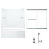 60" W x 72" H Frameless Rectangle Sliding Tub & Shower Kit with Towel Bar and Base Included