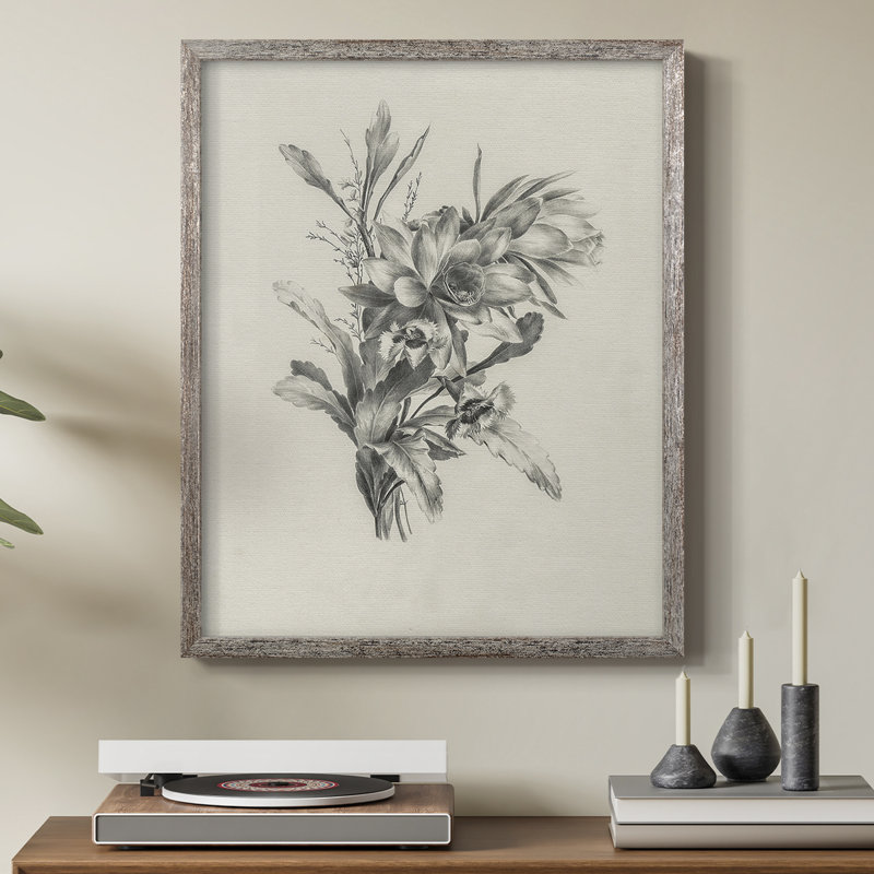 Reproduction florale vintage avec encadrement CECXL - bois massif, H 11 po x l 9 po