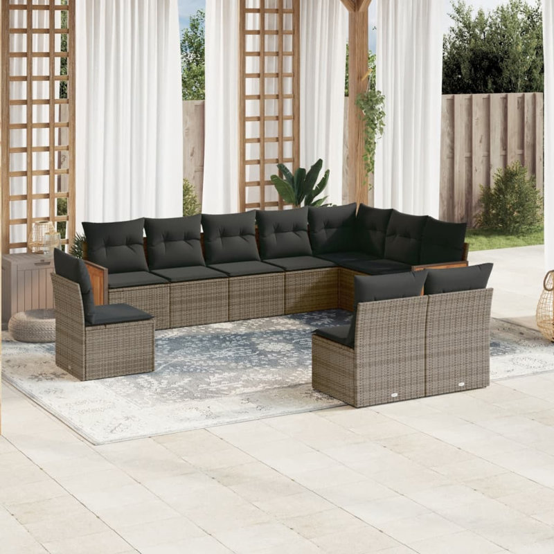 Grand canapé modulaire en rotin PE Vidaxl